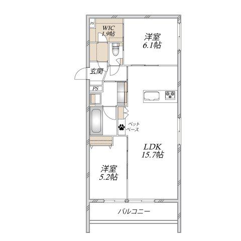 ヘーベルメゾン アトル(2LDK/2階)の間取り写真