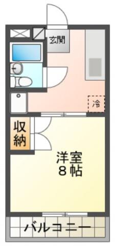 メルカードあさひII(1DK/1階)の間取り写真