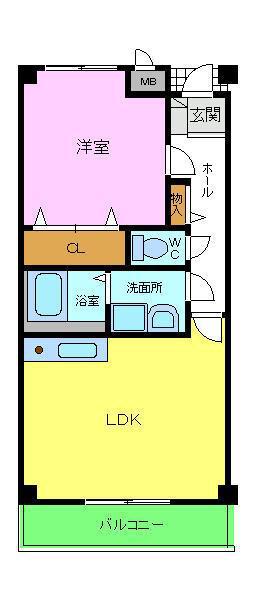 メルベーユフジワラⅡ(1LDK/2階)の間取り写真