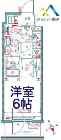 クレイシアIDZ横浜桜木町(1K/2階)の間取り写真