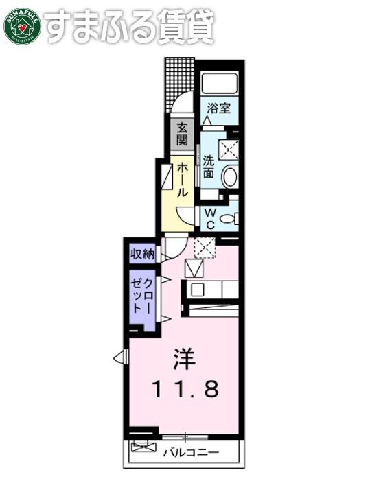 カーサ ミュー I(ワンルーム/1階)の間取り写真