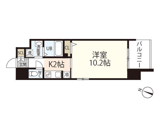 LASANTE観音本町(1K/12階)の間取り写真