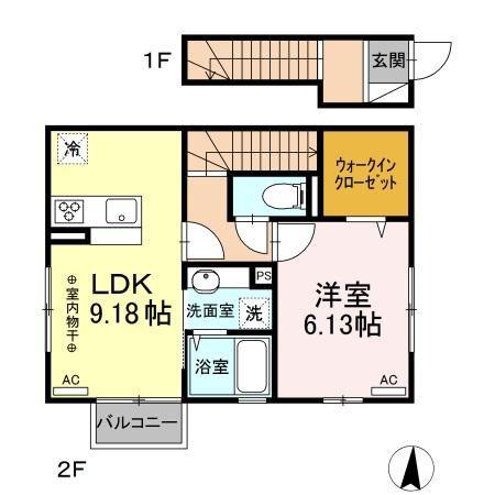 グラシア(1LDK/2階)の間取り写真
