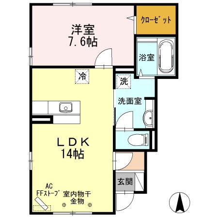 セリシール(1LDK/1階)の間取り写真