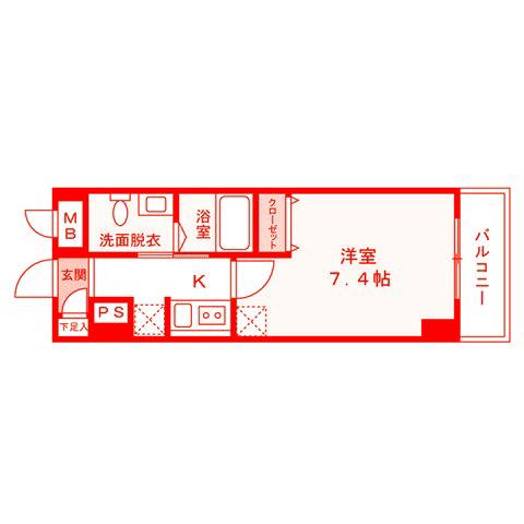 シュガール戸部(1K/6階)の間取り写真