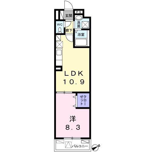 グランシャルマン(1LDK/1階)の間取り写真