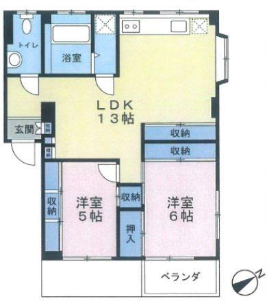 第2富士マンション(2LDK/1階)の間取り写真