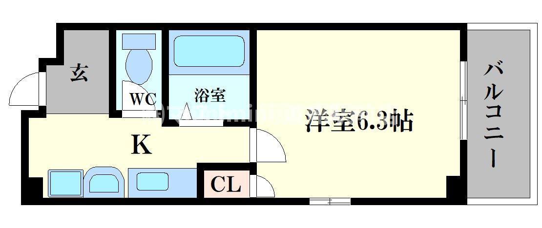 プレジール福島(1K/4階)の間取り写真