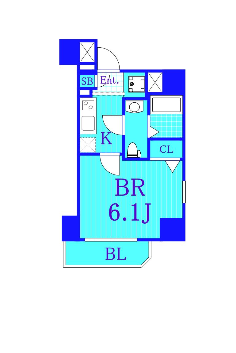 リライア阪東橋ウエスト(1K/6階)の間取り写真