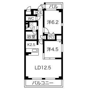 フェリーチェI(2LDK/2階)の間取り写真