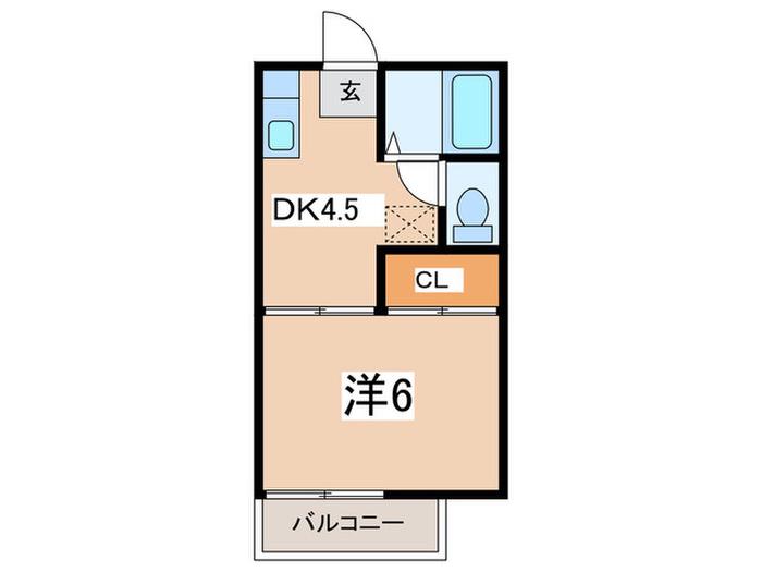パルハイム二俣川B(1DK/2階)の間取り写真
