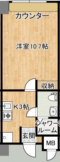 ヴォート勝富(ワンルーム/2階)の間取り写真