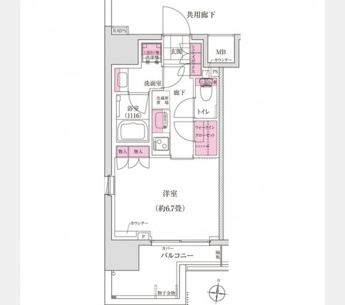 ディームス木場(1K/2階)の間取り写真