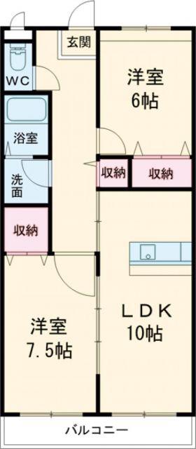 セレッソときわ野(2LDK/3階)の間取り写真