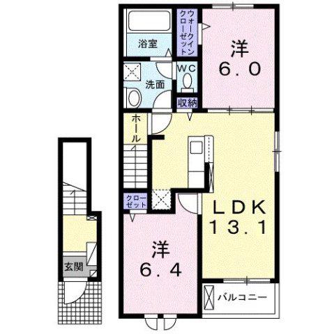グリーン プロムナード(2LDK/2階)の間取り写真