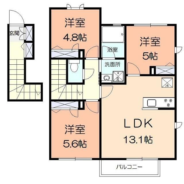 SHAMAISON KONO(3LDK/2階)の間取り写真