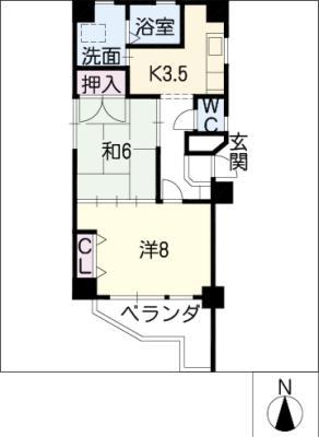サンハイム池下(2K/9階)の間取り写真