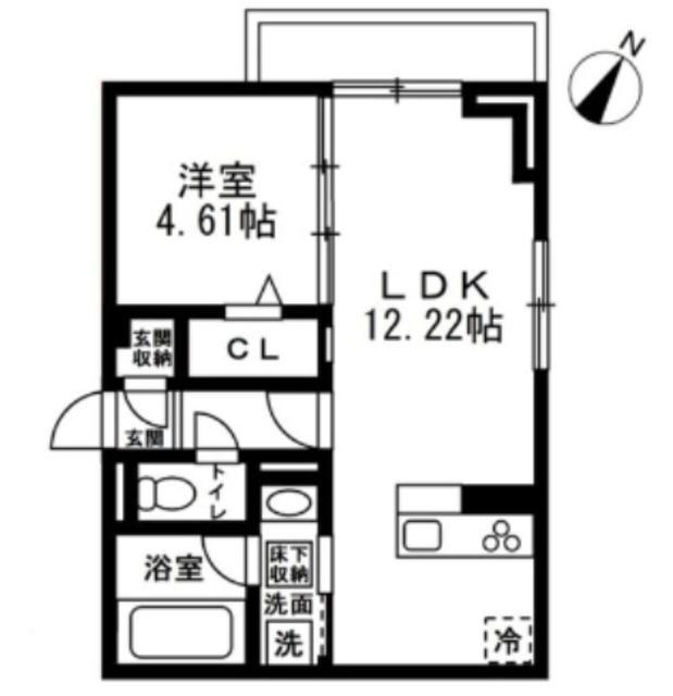国立市谷保4丁目 A棟(1LDK/2階)の間取り写真
