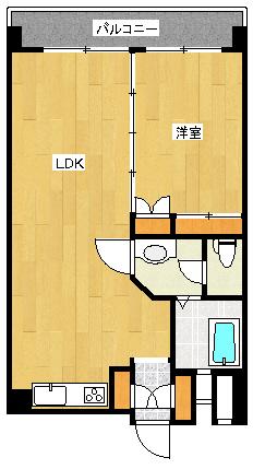 高倉マンション(1LDK/9階)の間取り写真