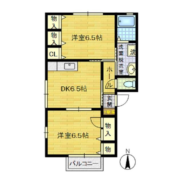 CASA・DE・SOLII(2DK/1階)の間取り写真