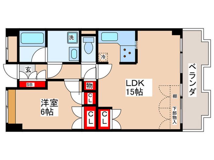 第一飛翔ビル(1LDK/5階)の間取り写真