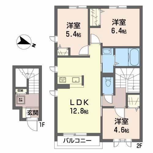 GREEN FIELD 頼信(3LDK/2階)の間取り写真