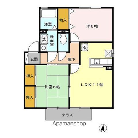 セジュールマーサC棟(2LDK/1階)の間取り写真
