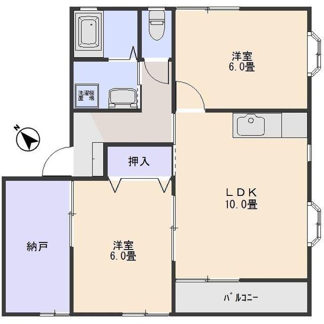 レジデンス昴B棟(2LDK/1階)の間取り写真