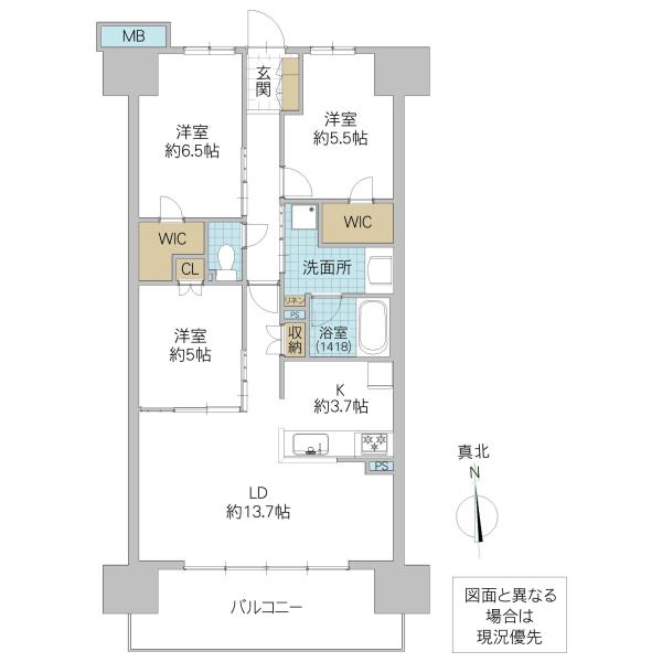 レーベン牛久VANTERRACE(3LDK/14階)の間取り写真