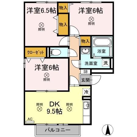 セジュール今C棟(3DK/3階)の間取り写真