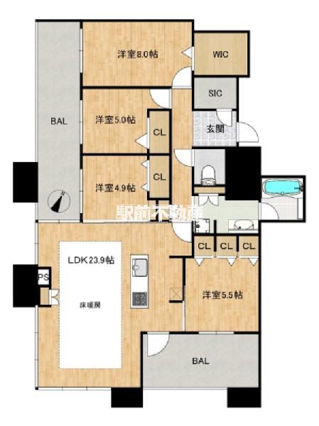 アイランドシティオーシャン&フォレストタ(4LDK/39階)の間取り写真