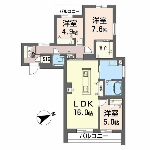 シャーメゾン六本松南(3LDK/4階)の間取り写真