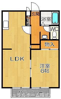 ビーライン浅野(1LDK/2階)の間取り写真
