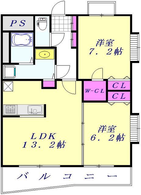 アイビーテラス(2LDK/7階)の間取り写真