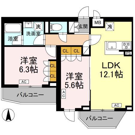 ロイジェント上板橋(2LDK/1階)の間取り写真
