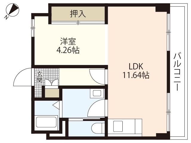 ソフィアコート庚午中(1LDK/4階)の間取り写真