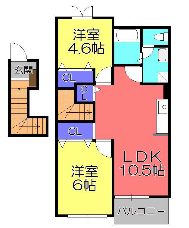 サンパティーク メゾン(2LDK/2階)の間取り写真