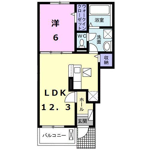 エスパインII(1LDK/1階)の間取り写真