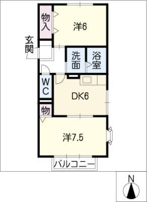 ヴァンベール泉(2DK/1階)の間取り写真