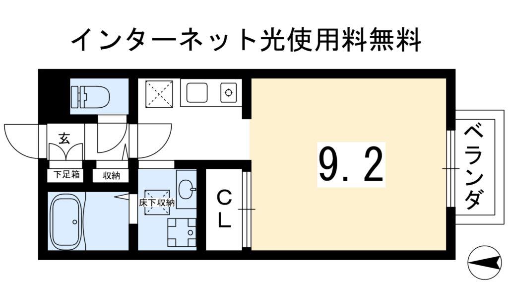 クレールヴィル六ノ坪(1K/1階)の間取り写真
