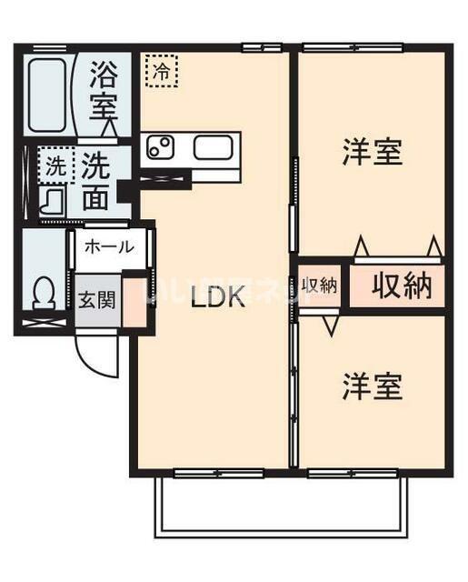 グランドハイム エクレールII棟(2LDK/2階)の間取り写真