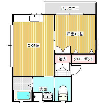 グリーンハウス(1DK/2階)の間取り写真