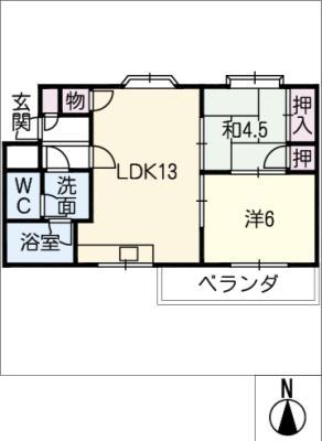 ウエストハウスオーモン(2LDK/2階)の間取り写真