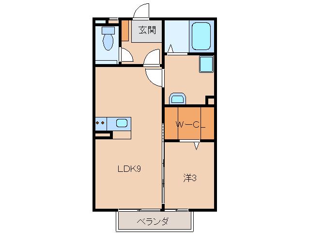 モナリエ道(1LDK/2階)の間取り写真