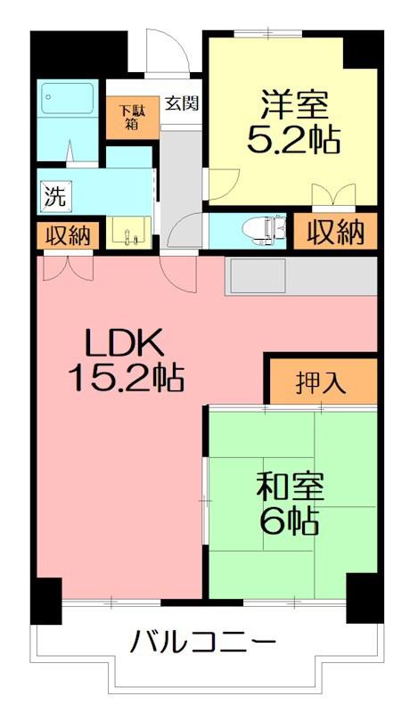 タウンコート湘南(2LDK/3階)の間取り写真