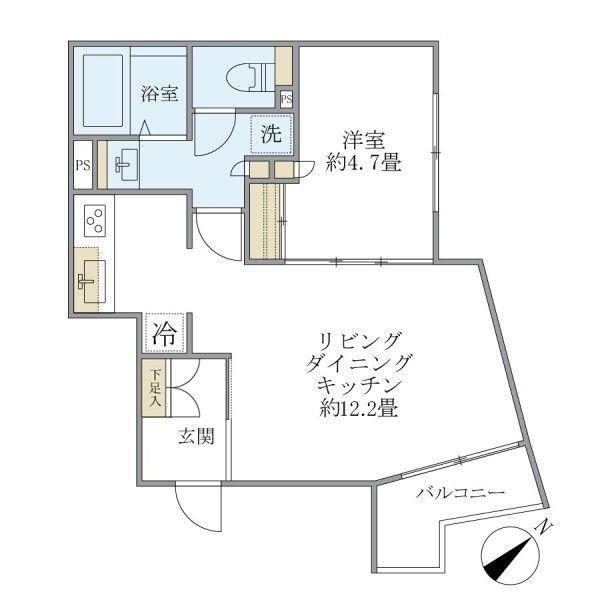 エクサム赤坂(1LDK/2階)の間取り写真