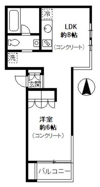 ルビア中野坂上(1LDK/4階)の間取り写真