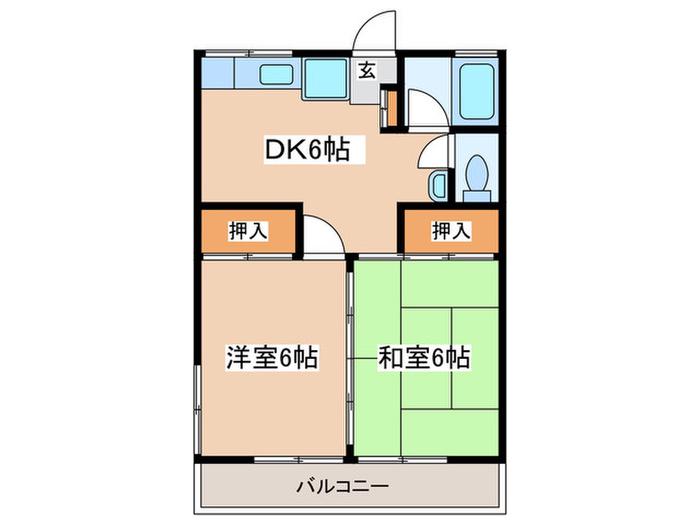 コーポ寿(2DK/2階)の間取り写真