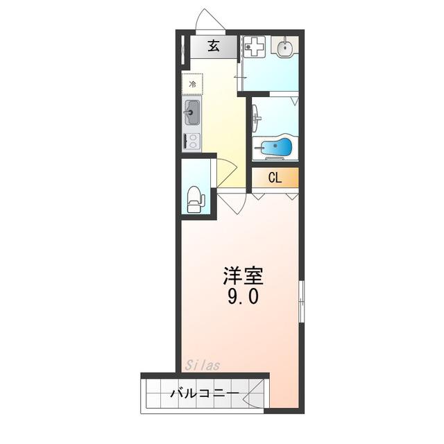 フジパレス松虫通ウエスト(1K/1階)の間取り写真