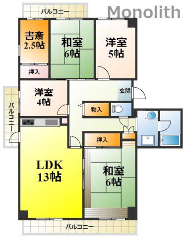 光明池駅前4号棟(4LDK/10階)の間取り写真